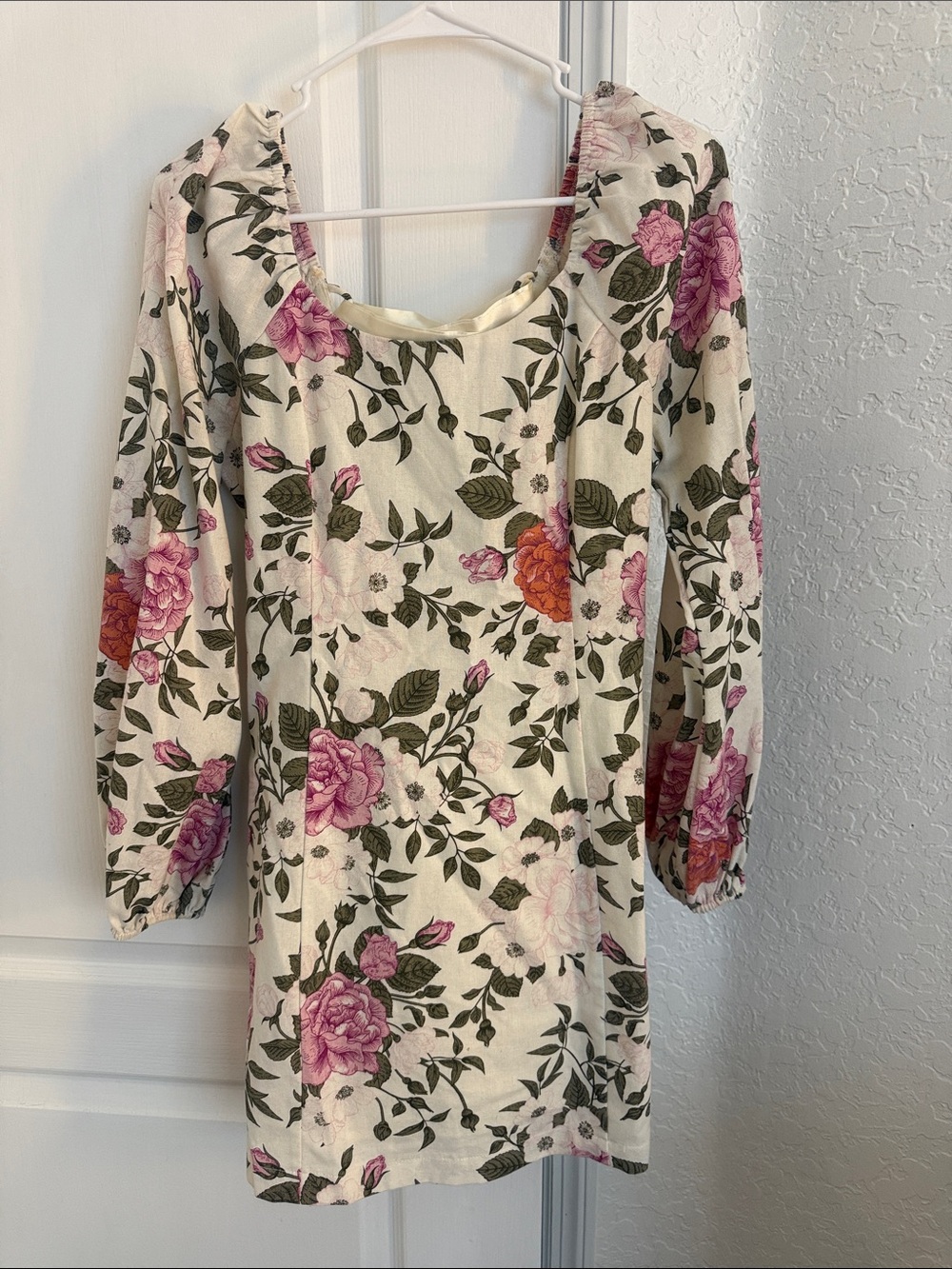 Red Dress Boutique Cream Floral Long Sleeve Scoop-Neck Dress